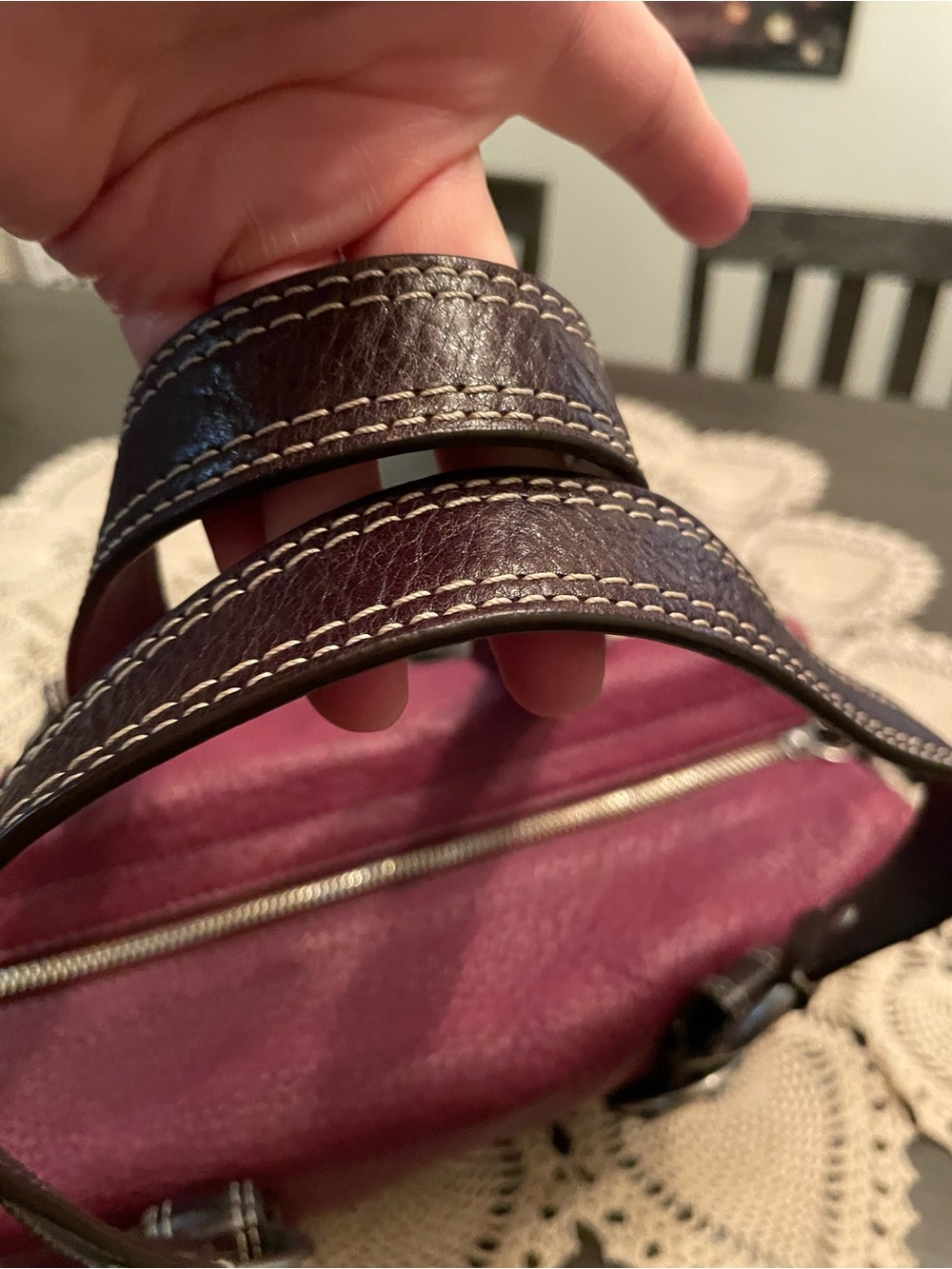 Coach Chelsea Leather Carryall satchel, model #F10887, in a burgundy color - Picture 5 of 13